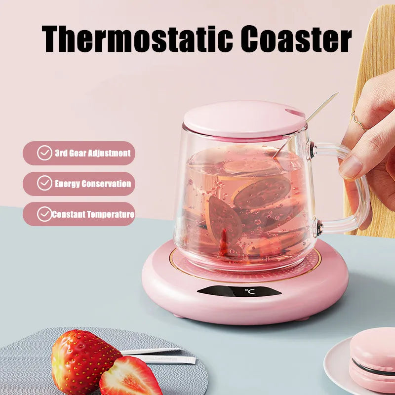 USB Thermostatic Heating Coaster - 3-Speed Adjustable Constant Temperature Cup Warmer