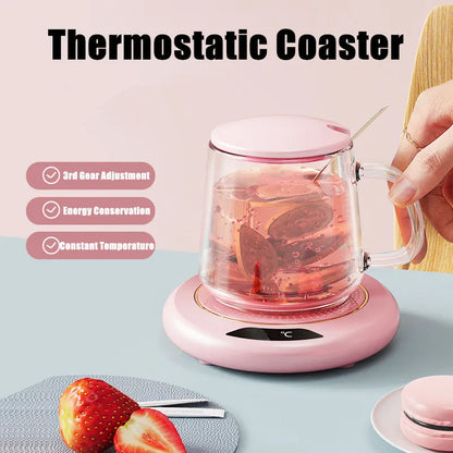 USB Thermostatic Heating Coaster - 3-Speed Adjustable Constant Temperature Cup Warmer
