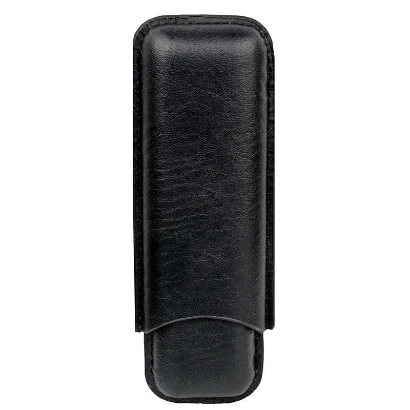 Premium Man-Made Leather Cigar Case - 2 Tube Holder, Mini Travel Humidor Box, Portable Accessory for Cohiba Cigars
