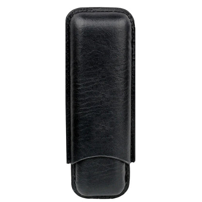 Premium Man-Made Leather Cigar Case - 2 Tube Holder, Mini Travel Humidor Box, Portable Accessory for Cohiba Cigars