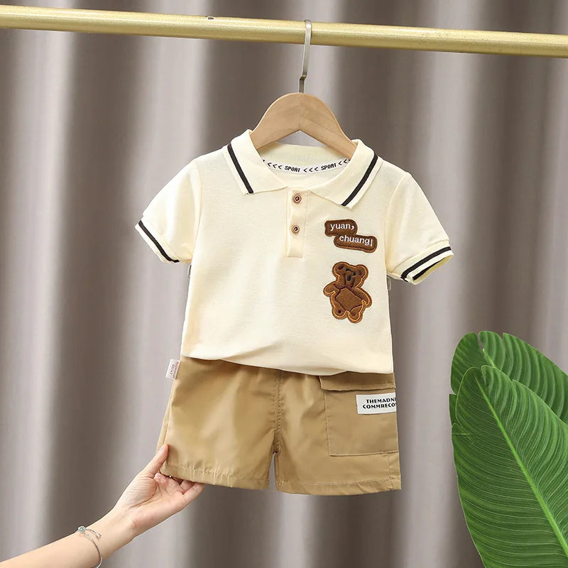 Baby Boy Summer Clothes Set – Cute Cartoon T-shirt & Shorts, Toddler Infant Outfit with Pants