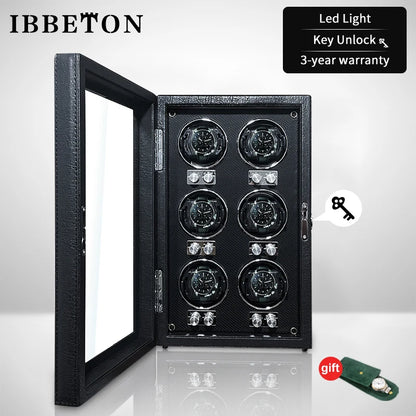 IBBETON Luxury Wood Watch Winder – High-End Automatic Watch Box (2/4/6 Slots) with Mabuchi Mute Motor & Storage Cabinet