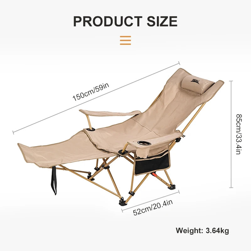 WESTTUNE 2-in-1 Reclining Camping Chair – Lightweight Folding Lounge Chair with Adjustable Backrest & Footrest for Beach