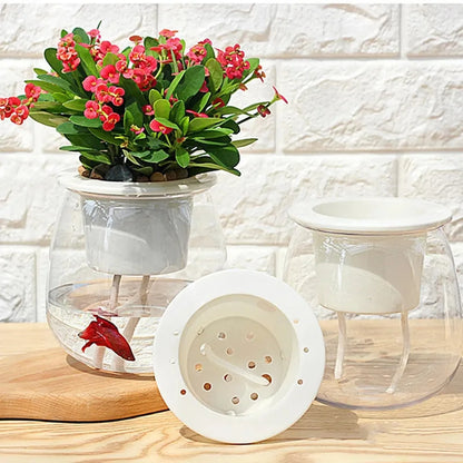 Modern Self-Watering Mini Round Flower Pot - Perfect for Succulents, Indoor Plants, and Effortless Gardening Decor