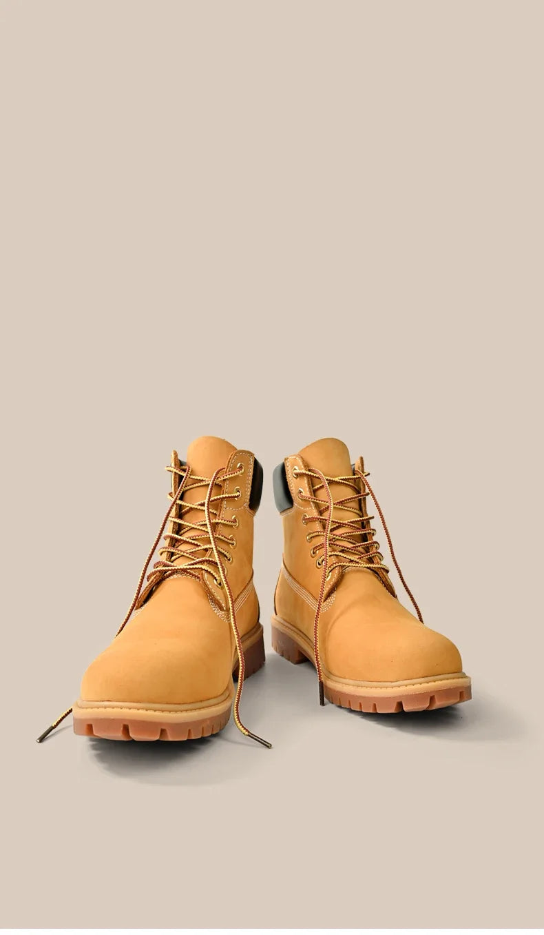 High Top Leather Boots for Men & Women – Fashion Lace-Up Outdoor Sneakers, Non-Slip Casual Ankle Shoes for Couples