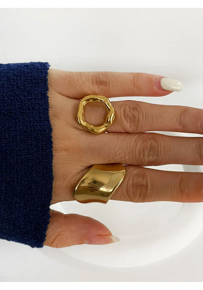 Peri'sbox Minimalist 18K Gold Plated Stainless Steel Ring – Anti-Tarnish Women’s Fashion Jewelry Gift
