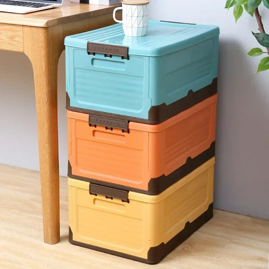 Folding Storage Box with Lid – Multifunction Plastic Organizer Container