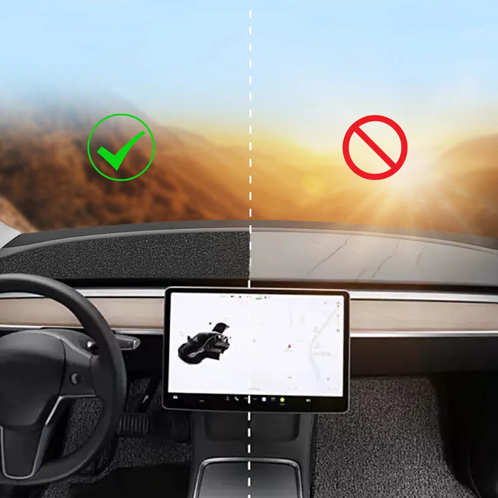 Tesla Model 3 2017–2023 & Model Y 2020–2024 Dashboard Cover - Anti-UV Dash Mat and Sunshade Protector Pad
