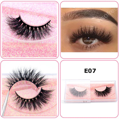 3D Real Mink False Eyelashes – Thick Handmade Strip Lashes with Glitter Packing for Makeup Beauty D101