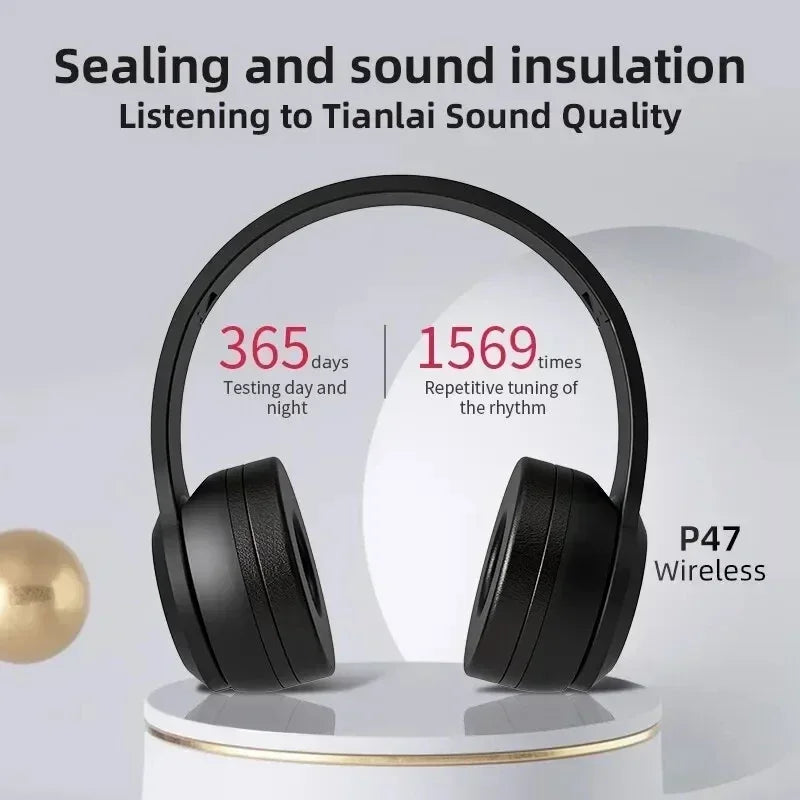 2025 New Stereo P47 Bluetooth Headset – Wireless 5.0 Sports Gaming Headset, Folding Design for iPhone & Xiaomi