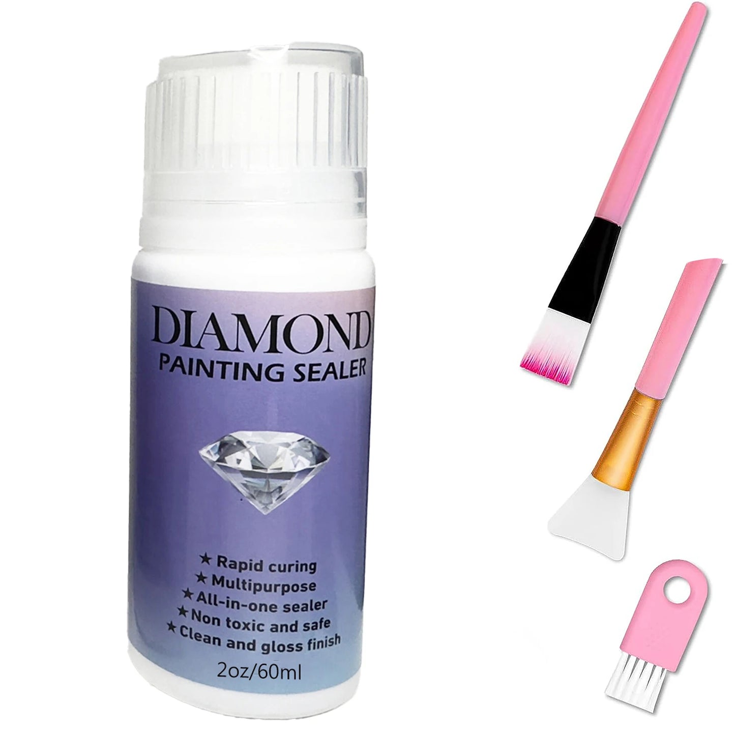 Diamond Painting Sealer Glue with Brushes — 60ML/120ML/200ML Permanent Hold & Shine Puzzle Coating Set