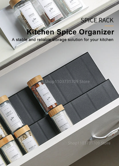 4-Layer Adjustable Kitchen Spice Rack – Drawer Organizer for Jars, Bottles & Pantry Storage