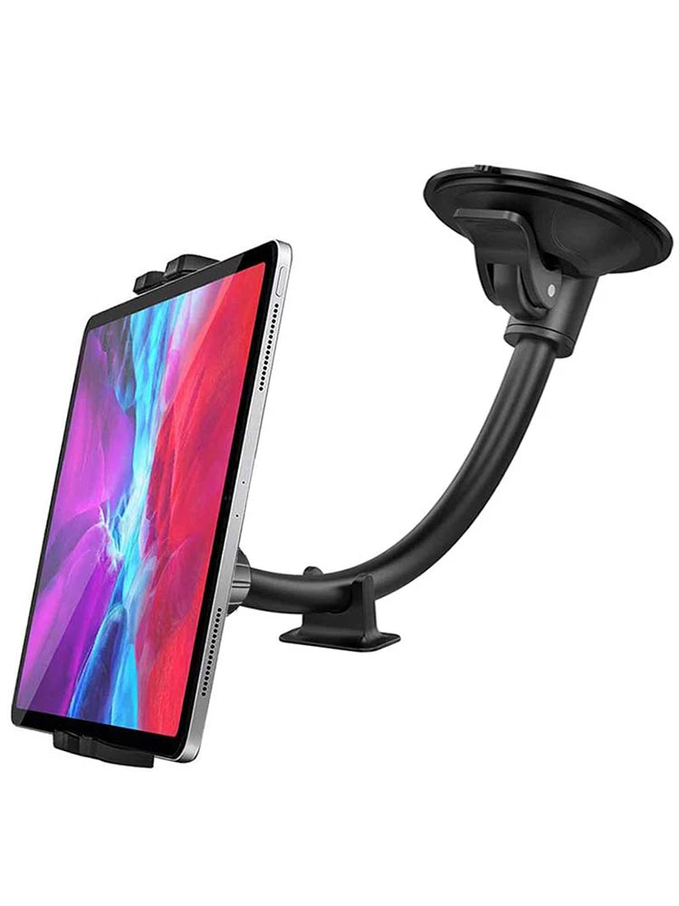 Windshield Car Tablet Stand — Suction Cup Long Arm Holder for iPad 11/12.9 Pro, Air & Mini