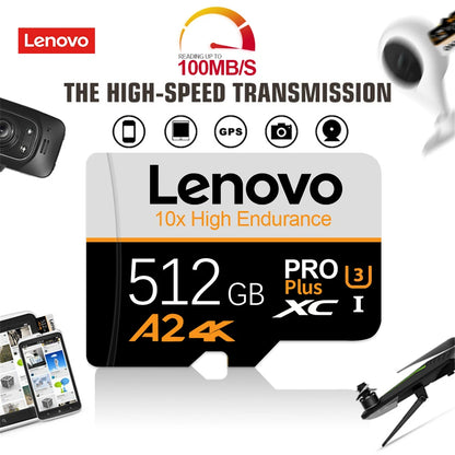 Original Lenovo Micro SD Card – 1TB, 2TB, 512GB, 128GB High-Speed TF Card V30 U3 for Tablet, PS4, Switch & PC