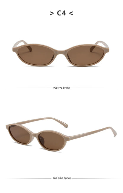Retro Oval Frame Sunglasses — Trendy Small Frame Punk Cat Eye Sunshade Glasses, Personalized Fashion Sun Protection Eyewear