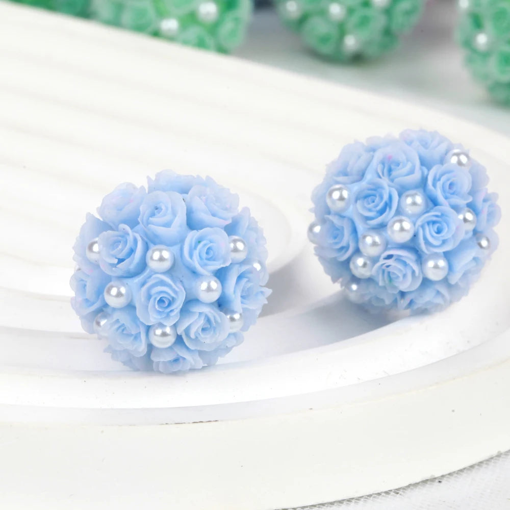 20mm Rose Flower Ball Pearl Beads – 1/3/5PCS Polymer Acrylic Beads for DIY Jewelry Making, Necklaces, Bracelets & Earrings