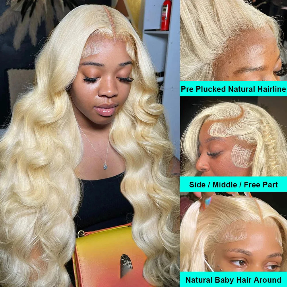 613 Honey Blonde 13x6 HD Lace Front Wig – Body Wave Transparent Human Hair Wig for Black Women