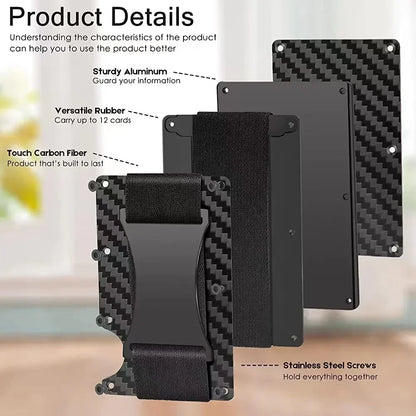 Carbon Fiber Minimalist Slim Wallet for Men – RFID-Blocking Credit Card Holder & Cashback Cardholder Case