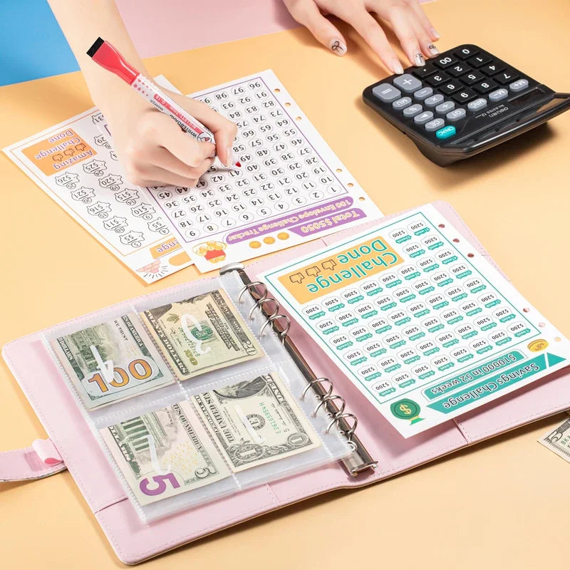 100 Envelope Challenge Binder – Savings Challenge Loose-Leaf Budget Binder with Cash Envelopes, Money Organizer System