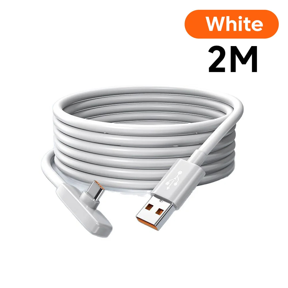 100W USB-C Fast Charging Cable - 90° Elbow PD Data & Gaming Cable for Samsung, Huawei, POCO & Realme