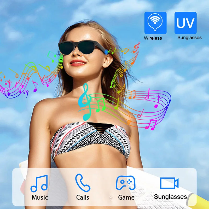 Smart Wireless Bluetooth Glasses – Sunglasses with Built-in Microphone, Speakers, Touch & Voice Assistant for Men & Women