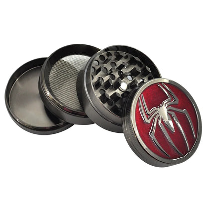 Spider 4 Layer Metal Herb Grinder – 50mm Manual Spice and Pepper Mill, Golden Black Accessories Gift for Men