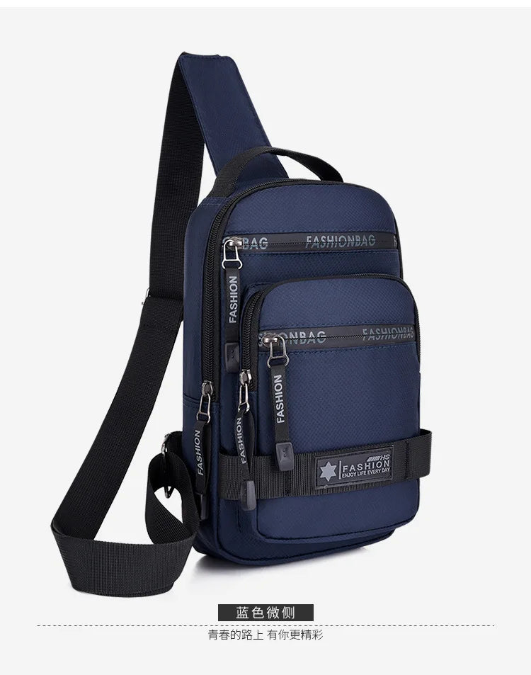 Men’s Chest Bag – Large Capacity Lightweight Nylon Crossbody Shoulder Backpack for Travel, Korean Style