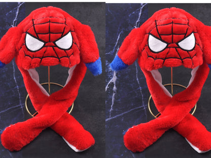 2024 Anime Cosplay Spider-Man Plush Hat – Cute Glowing Bear & Bunny Ears, Moving Jumping Preppy Toy Cap Gift