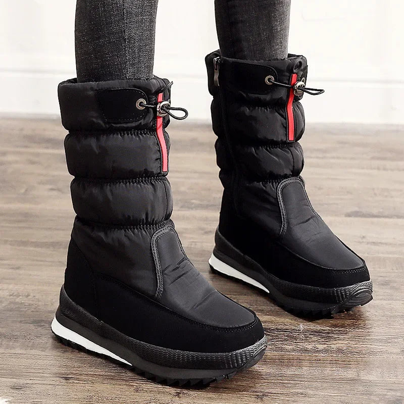 Women’s Faux Fur Ankle Boots – Silver Chunky Platform Waterproof Snow Boots with Thick Plush, Warm Winter Shoes