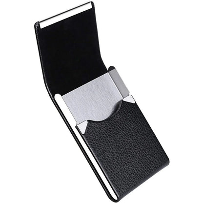 Slim PU Leather Business Card Holder Case – Metal Pocket Holder with Magnetic Closure for Name Cards