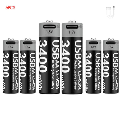 MATOV USB Rechargeable Li-ion AA 3400mWh & AAA 1100mWh 1.5V Batteries Pack