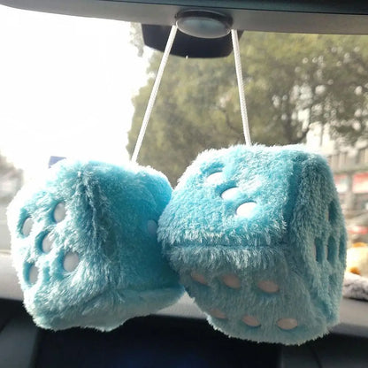 Long Hair Hot Stamping Dot Dice Plush Toy Cube – Anime Car Ornament & Decoration Pendant Accessory