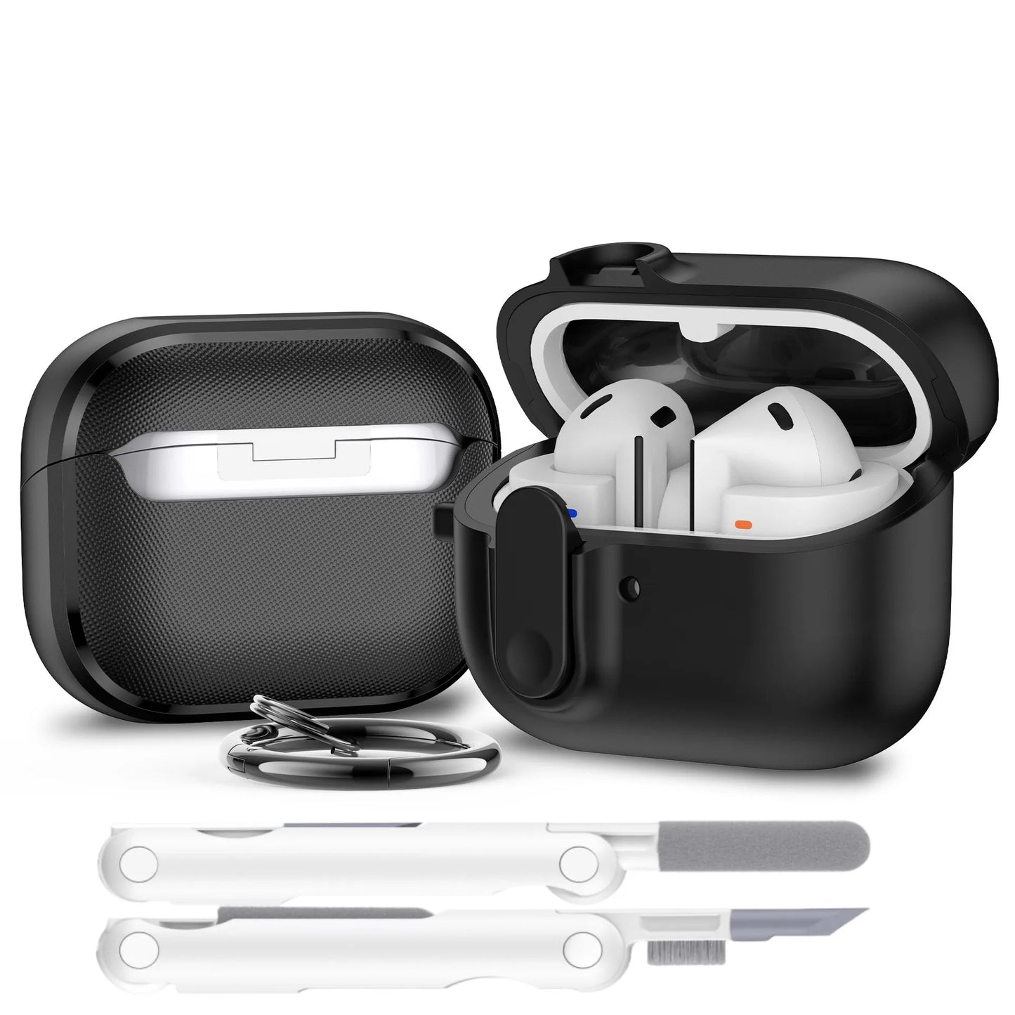 Secure Lock Case for Samsung Galaxy Buds 3 / 3 Pro – Wireless Charging Compatible with Keychain & Cleaner Kit