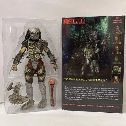 Aliens vs Predator Jungle Demon Action Figure – 30th Anniversary Masked & Unmasked Predator Collectible Desktop Toy
