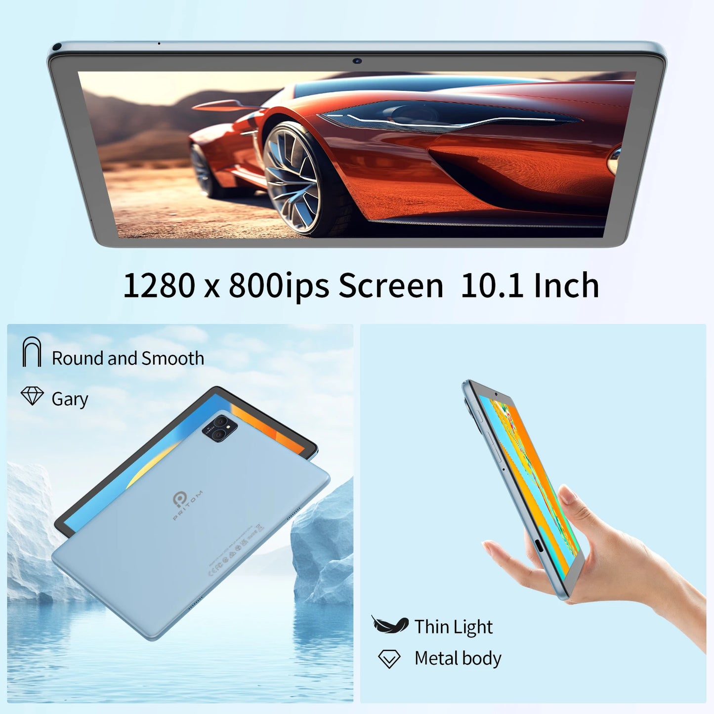 PRITOM TAB11 10-Inch Android 14 Tablet – 8GB RAM + 128GB ROM, Octa-Core, 5G WiFi with Keyboard, Mouse & Case