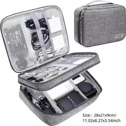 Portable Waterproof Travel Cable Organizer Bag – Digital Electronics USB Charger & Data Cord Storage