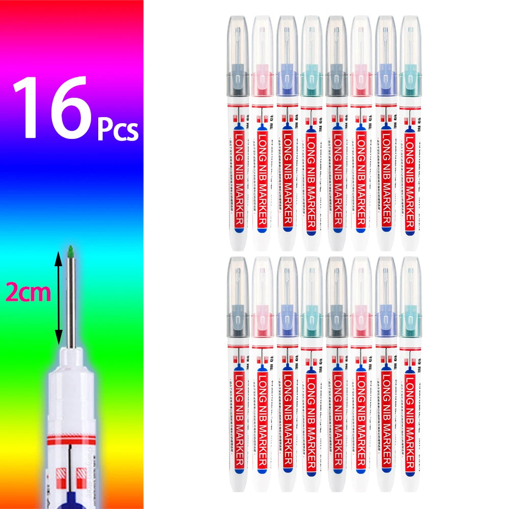 2cm Waterproof Deep Hole Marker Pen - Long Head Carpenter Markers for Metal Woodworking Tools 4-80pcs