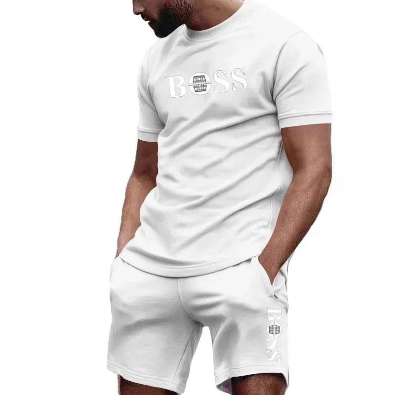 Men's 2-Piece Sportswear Set – Short-Sleeve T-Shirt & Pants for Running & Fitness, Summer 2024 Deal