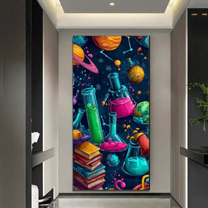 Chemistry Lab Door Cover Backdrop – Science Experiment Party Decoration & Photography Props with Laboratory Equipment Theme