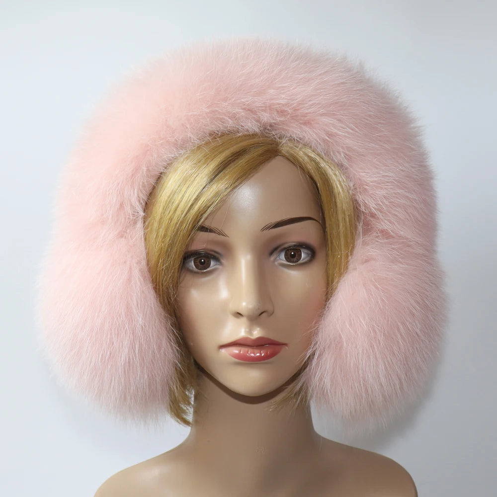 Real Fox & Raccoon Fur Earmuffs – Warm Winter Ear Warmer for Women and Girls, Plush Genuine Fur Accessory