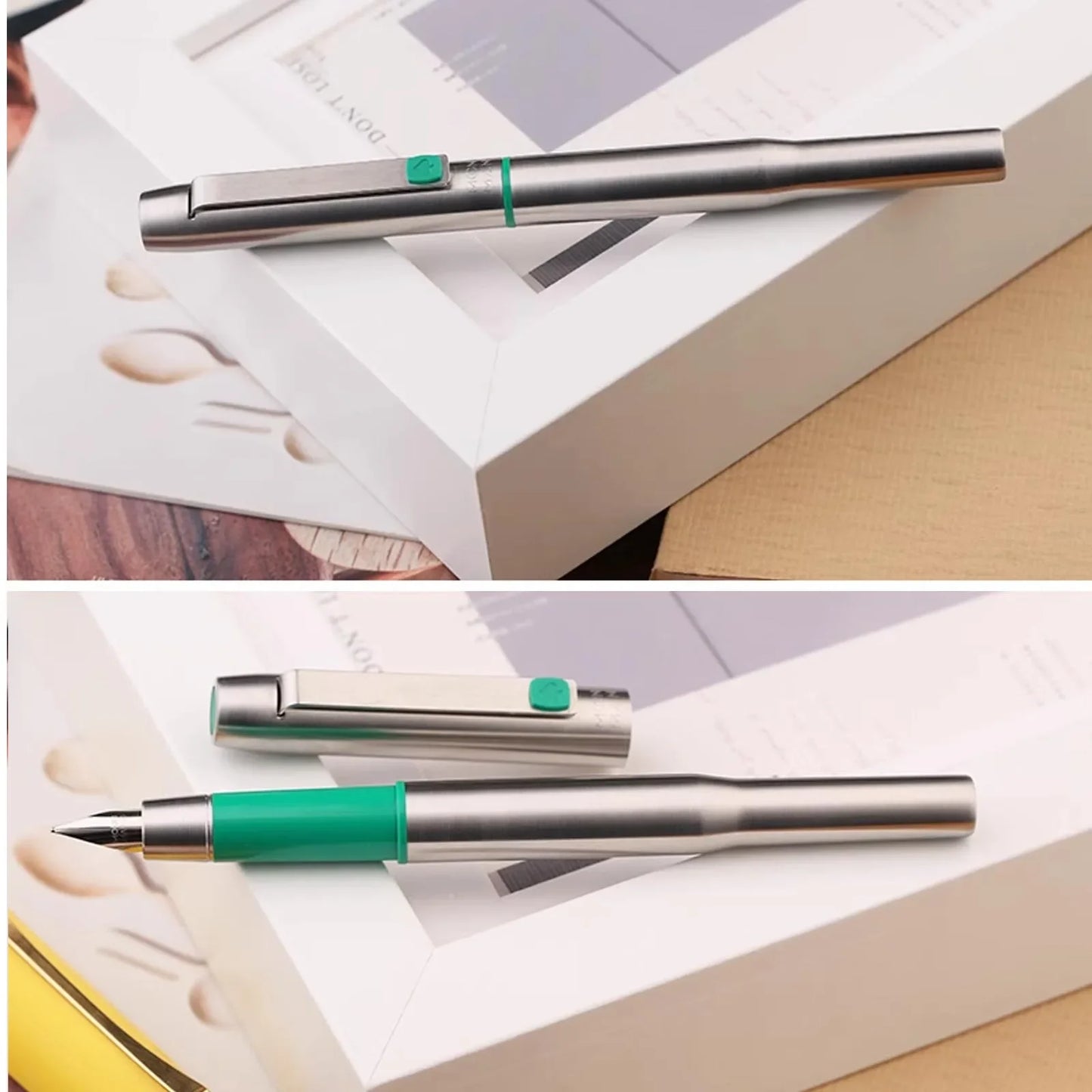 MAJOHN B25 Fountain Pen – Stainless Steel Imported F Nib with Ink Absorber, Dual-Purpose High-End Office Stationery