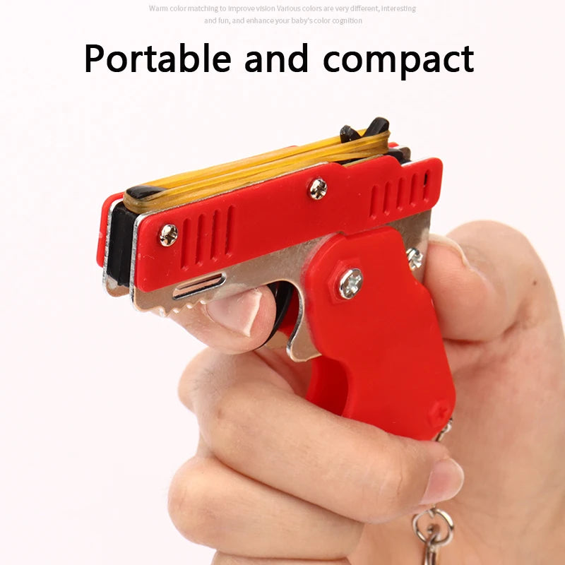Mini Metal Gun Keychain – Folding Pistol Toy for Kids, Car Styling & Outdoor Gift