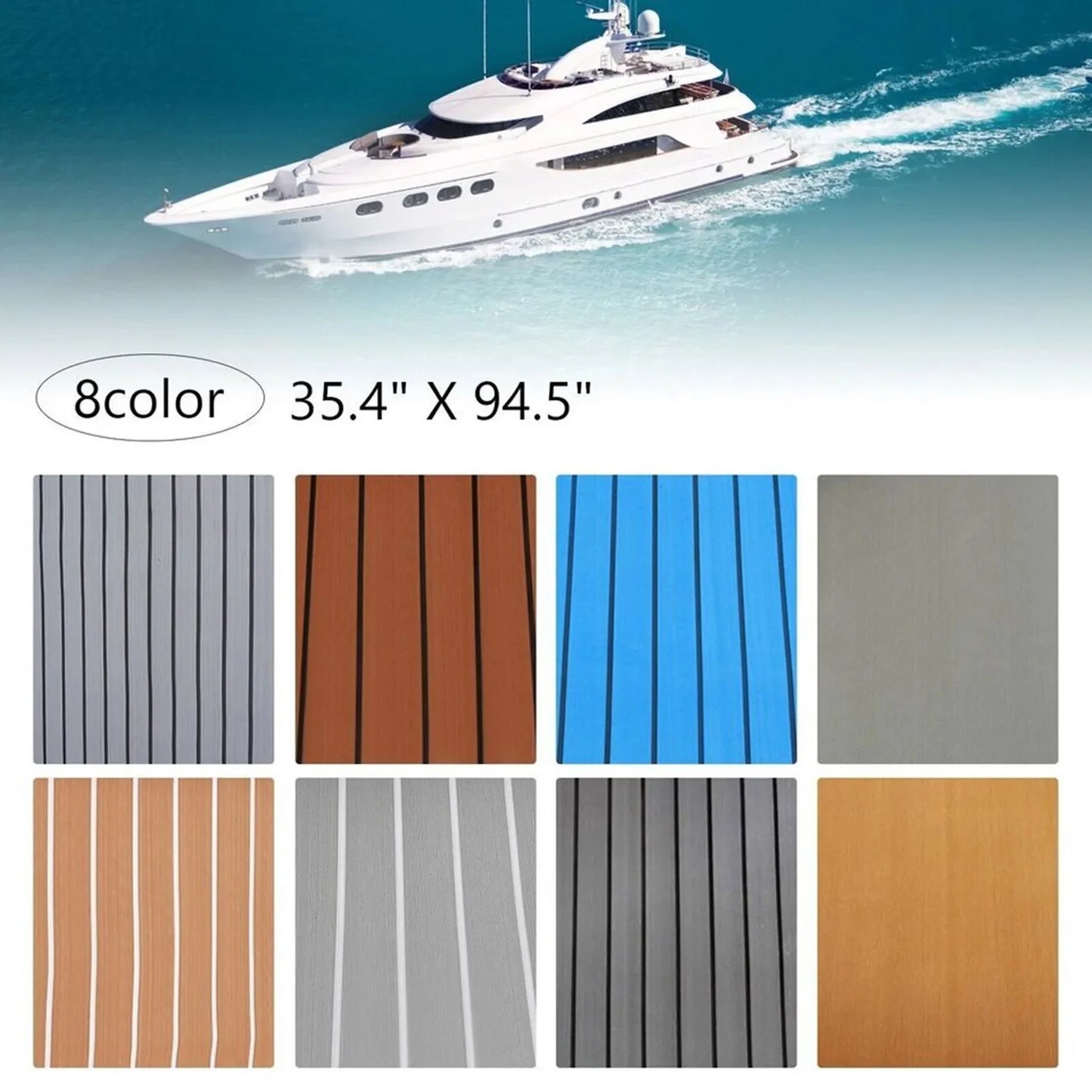 94.5"×35.4" EVA Anti-Slip Foam Boat Decking Sheet — Self-Adhesive Cuttable Deck Flooring Mat for Boats