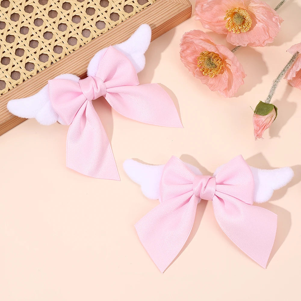 Angel Wings Bow Hair Clips - 2PCS Cute Fluffy Magical Girl Hair Accessories