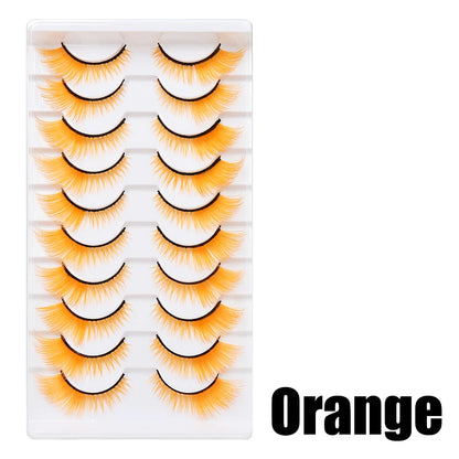 Colorful Halloween False Eyelashes – Blue, Red & Pink Cosplay Fake Lash Extensions for Makeup Looks
