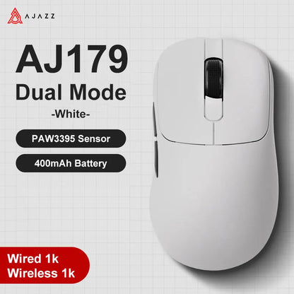 AJAZZ AJ179 PRO PAW3395 Gaming Mouse — Lightweight Wired & Wireless with Magnetic Charging Base, Ergonomic Macro Mouse for PC & Laptop