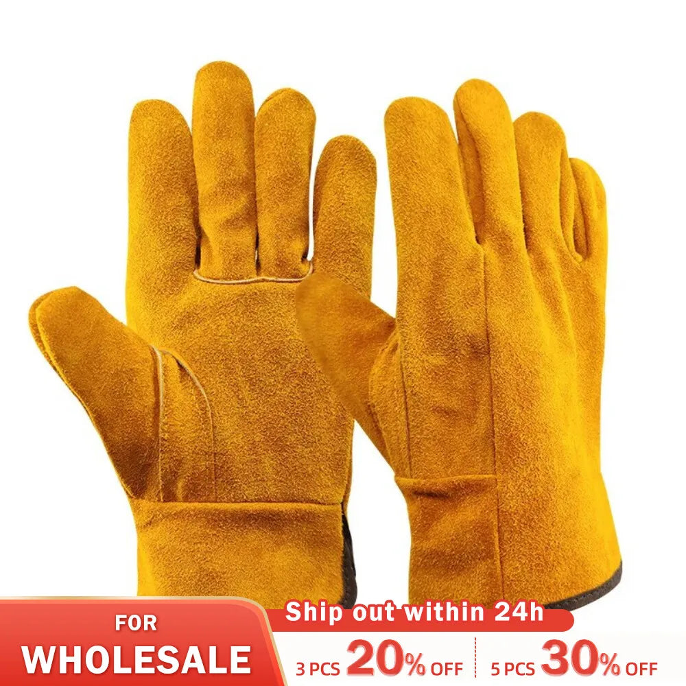 Versatile Men's Cowhide Work Gloves - Ideal for Driving, Gardening, Welding, and More - Ultimate Safety and Protection