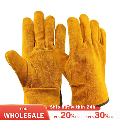 Versatile Men's Cowhide Work Gloves - Ideal for Driving, Gardening, Welding, and More - Ultimate Safety and Protection