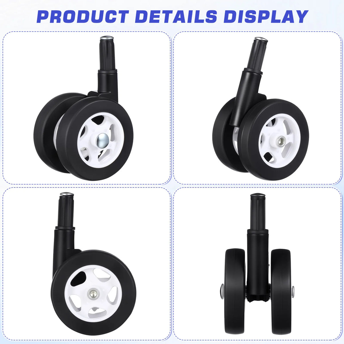 4-Piece Baby Stroller Wheel Set - Quiet Smooth Replacement Casters for Infant Walkers