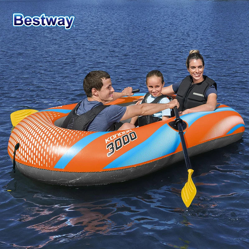 Bestway 1–3 Person Heavy Duty Inflatable Kayak PVC Rafting Adventure Boat for Outdoor Water Sports & Fishing